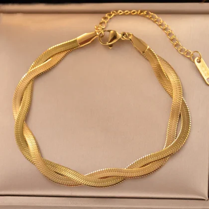 Gold-Plated Anti Tarnish Thick Snake Chain Bracelet