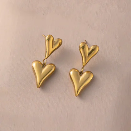 Gold Plated Anti Tarnish Heart Themed Earrings